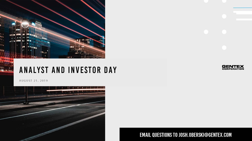 2019 Analyst and Investor Day